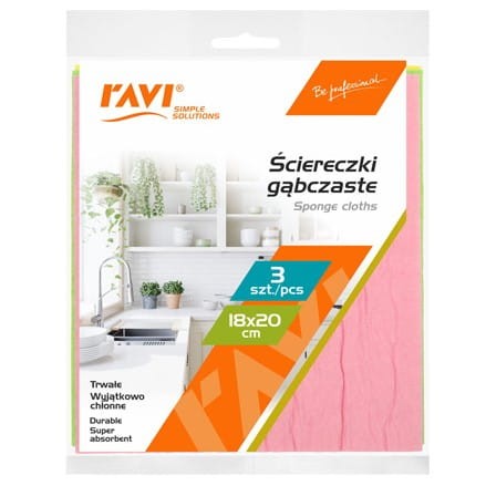 Ściereczki gąbczaste 18cm x 20cm – 3 szt.