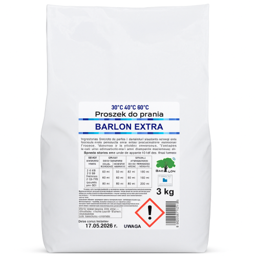 Barlon Extra 3kg - Proszek do prania tkanin białych