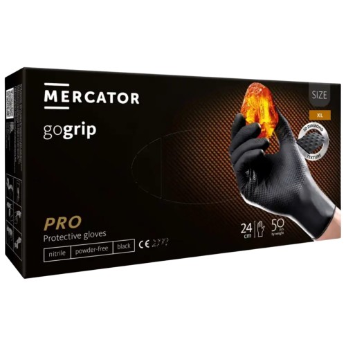 Mercator Rękawiczki nitrylowe GoGrip czarne 50 szt. - XL