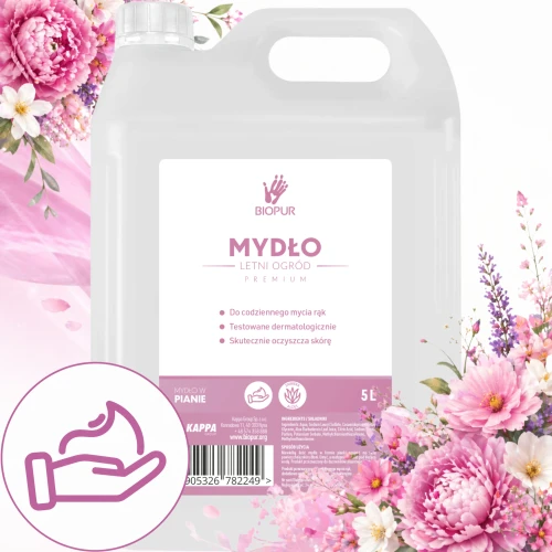 Biopur Mydło w pianie 5L - Letni Ogród antybakteryjne mydło do dozowników