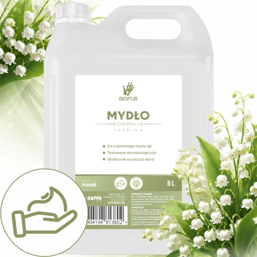 Biopur Mydło w pianie 5L - Konwalia antybakteryjne mydło do dozowników