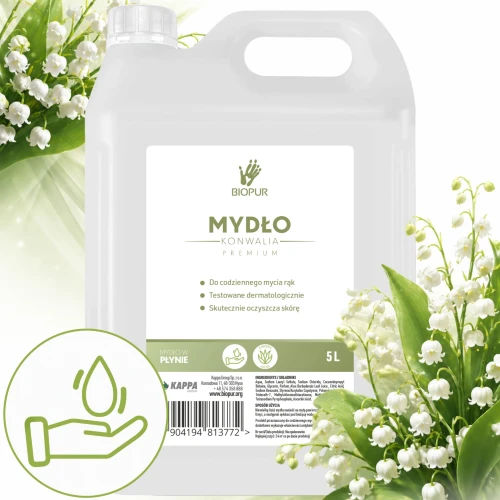 Biopur Mydło w płynie 5L - Konwalia antybakteryjne mydło do dozowników