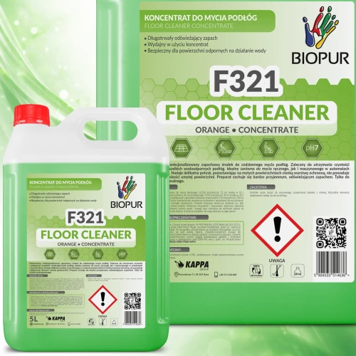Biopur F321 5L Floor Orange – profesjonalny koncentrat do mycia podłóg bez smug premium