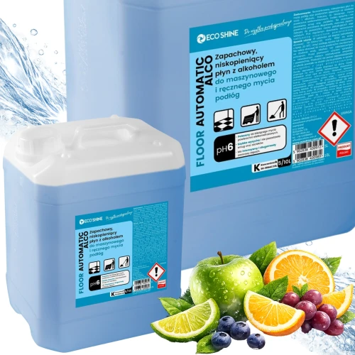Eco Shine FLOOR AUTOMATIC ALCO 10 L – Niskopieniący Płyn z Alkoholem do Maszynowego i Ręcznego Mycia Podłóg