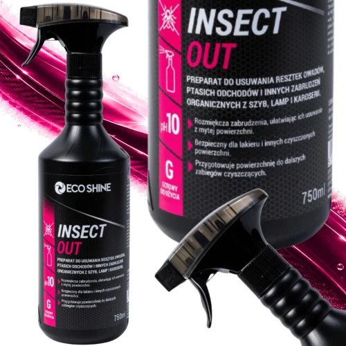 Eco Shine INSECT OUT 750 ml – Preparat do Usuwania Owadów z Samochodu, Lakieru, Szyb i Reflektorów