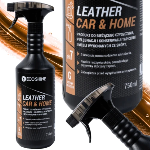 Eco Shine LEATHER CAR & HOME 750 ml – Preparat do Czyszczenia, Pielęgnacji i Konserwacji Skóry