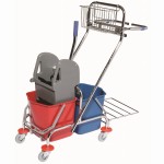 CleanPRO Wózek do sprzątania na ramie z prasą 2x17L + akcesoria